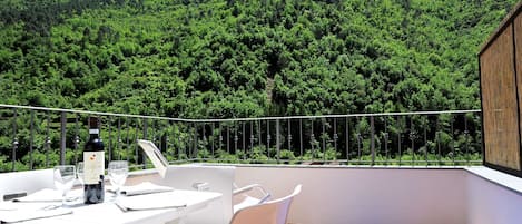 The balcony with panoramic views over the Nervia valley. 