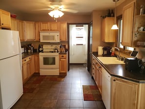 kitchen, with microwave and dishwasher