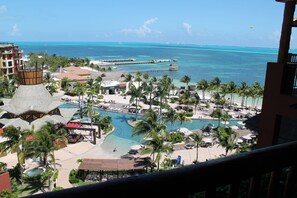 View of ocean from room in Cancun, Mexico