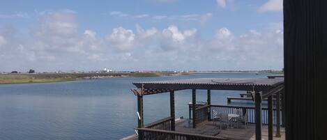 View of lower dock below pool deck.