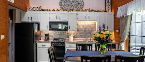 Beautifully decorated kitchen and living room