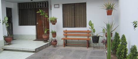 bench in the outside patio