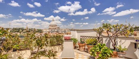 Large panoramic terrace overlooking San Peter's Basilica