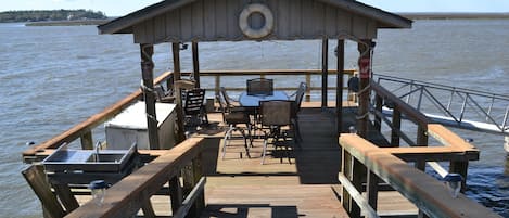 So nice for dock to be covered for shade; dine outside 