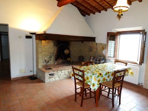 The living room Side B with the huge fireplace.