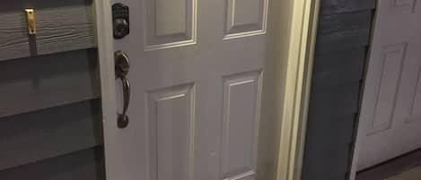 Front door with door lock code