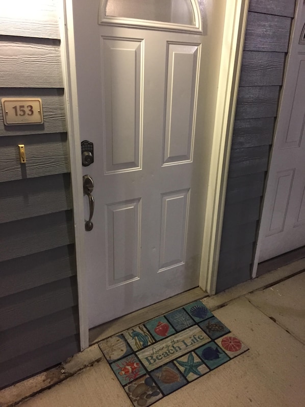 Front door with door lock code