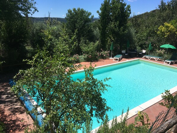 Swimming pool seen from the main house