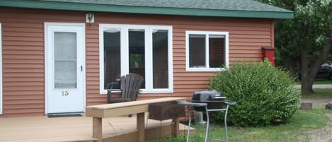 Cabin #13 is part of a duplex that sleeps up to 14.  Shared deck, great view.