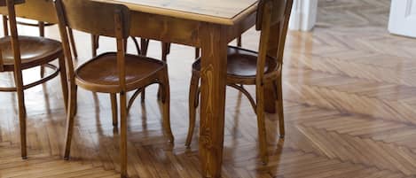 big wooden dining table