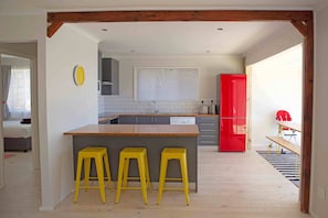 Open plan kitchen and dining area