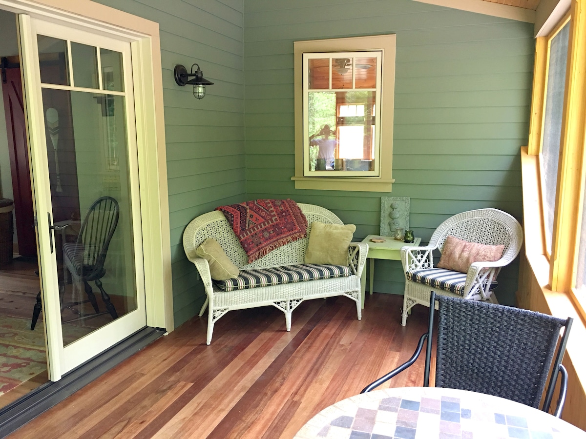 East side Lake George carriage house for rent. Adirondack detailing.