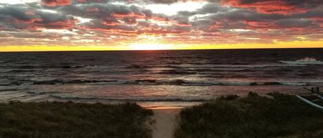 Spectacular sunset from deck