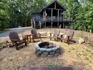 Back of Cabin with Firepit