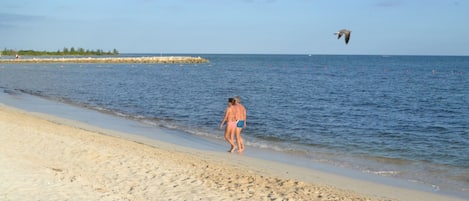 Lovely beach walk during sunset.