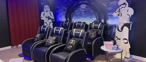 Explore the Galaxy with storm troopers in our brand new Star Wars theater room!