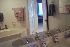 Master bath with soaking tub, walk-in shower, dual sinks, and a separate vanity!