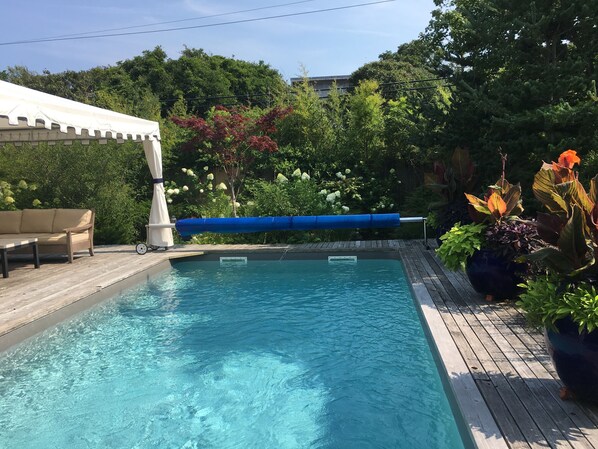 Canopy area and pool looking south.