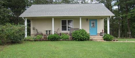 front of cottage
