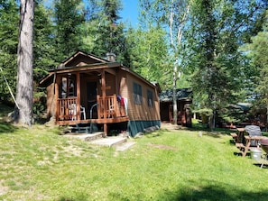 View of your cabin, from your bathhouse. 