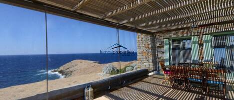 Vera large shaded veranda with a fantastic sea and sunset view