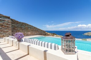 The pool and one of the large comfortable seating areas