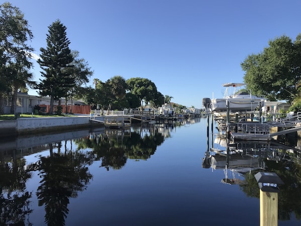 Gorgeous view of the canal to the Gulf from the floating dock!