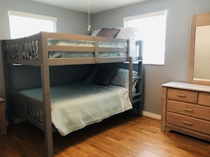 Second bedroom has new bunk bed and full mattresses