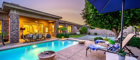 Back yard and pool