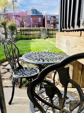 Small outdoor bistro table with 2 seats 