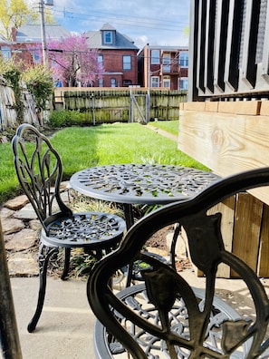 Small outdoor bistro table with 2 seats