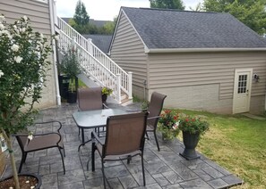 Well situated patio and the garage to your apartment