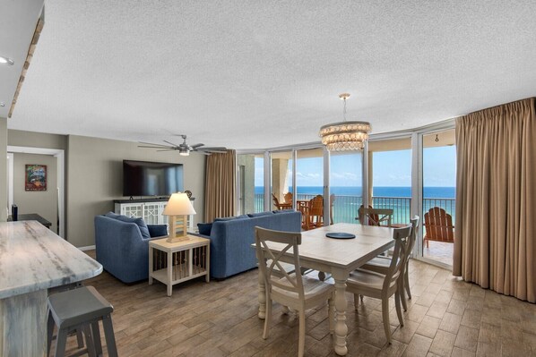 Living room and dining area