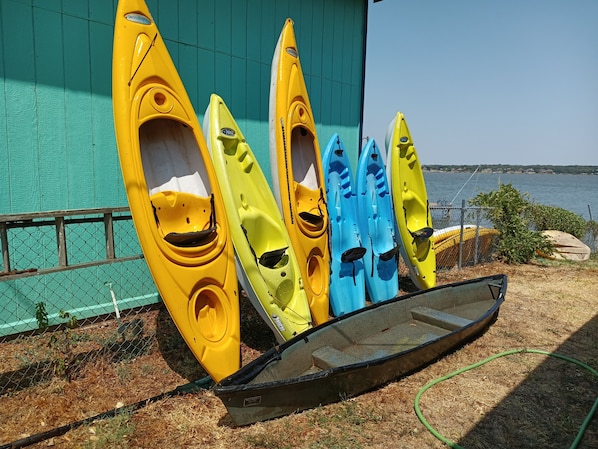 6 Kayaks 2 are for kids with a 2 person Canoe