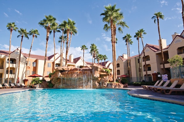 Take in gorgeous views while lounging around the on-site outdoor pool.