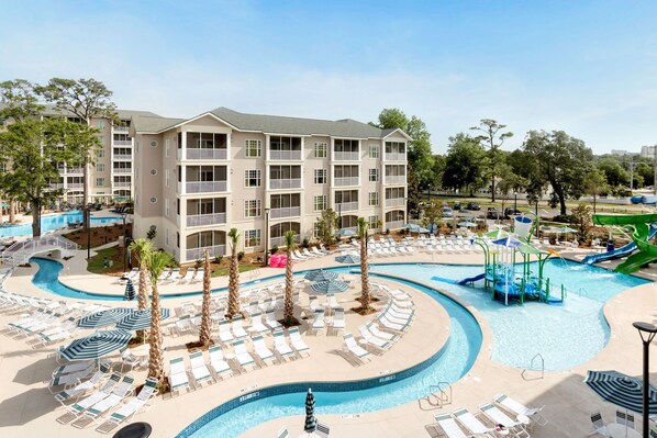 Spend time with family and friends in the outdoor pool during the summer.