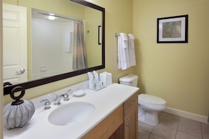 Bright bathrooms are refreshing after a day of adventure.