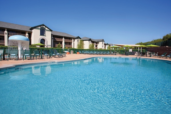 Take in gorgeous views while lounging around the on-site outdoor pool.
