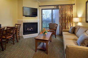 You will love the bright and open-concept living space, perfect for relaxing after a great day. Please note that the fireplace is not available.