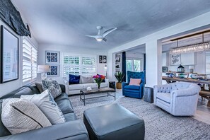 Another angle of the Fabulous living room.  Beautifully decorated and California shutters t