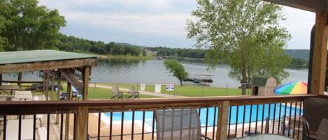 The view.  The outdoor pool is open seasonally and is covered once closed.