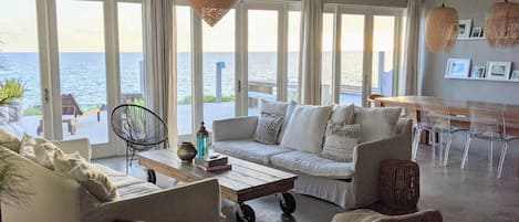 Main living area with dining and kitchen in one big open space