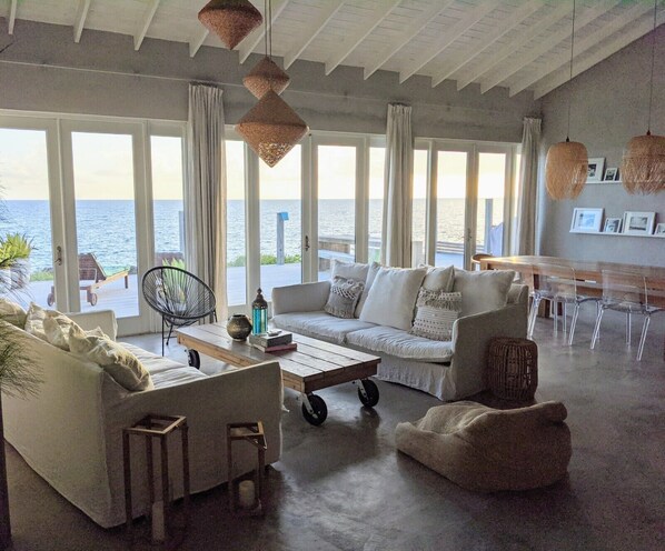 Main living area with dining and kitchen in one big open space