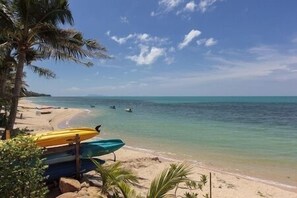 Step out of the house and on to the beach
