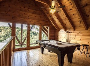 Gaming area overlooking the beautiful views of the mountains!