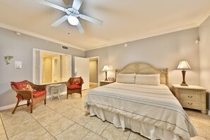 Efficiency suite with a king size bed.