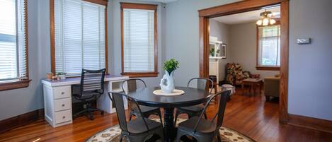 Spacious and Bright Dining Room also offers a convenient first level Work Space 