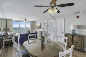 Dining area and living room