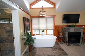 Relax in the lovely soaker tub.