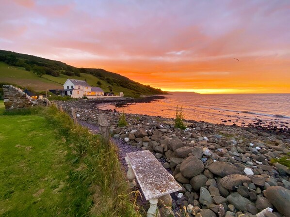 Stunning sunsets all times of the year with Scotland in the distance.